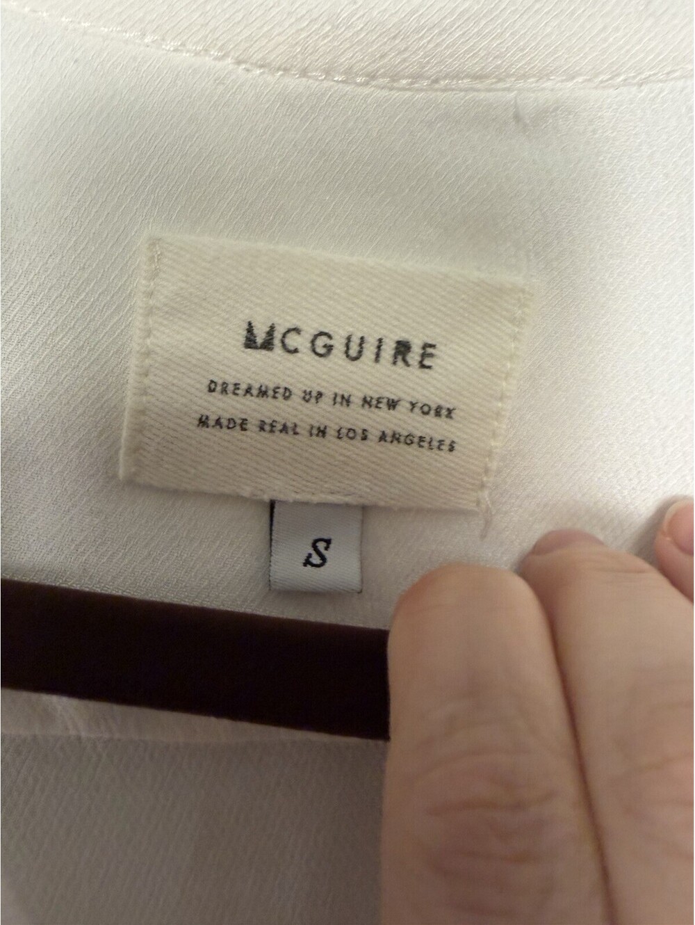 McGuire White Ruffle Fringe Hem Mockneck Button Down Blouse Size Small $178 - Picture 3 of 6